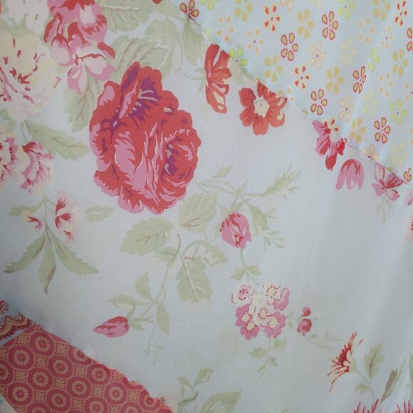 Vintage Express y2k silk patchwork boho cottage mixed print midi dress 7/8 FLAWS - Picture 6 of 7